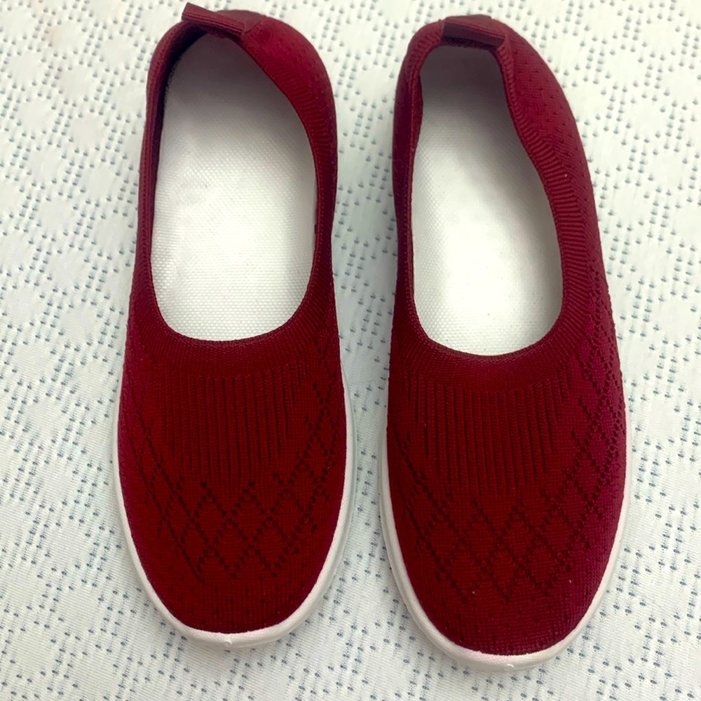Maroon slip on shoes